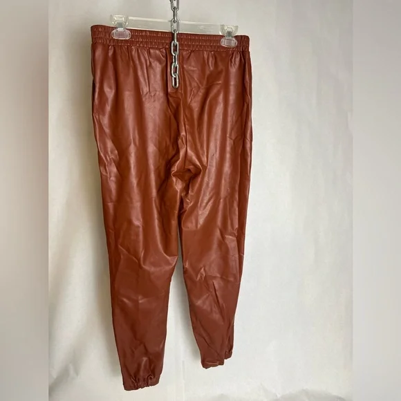 Women’s Brown Leather Joggers - Picture 3 of 4
